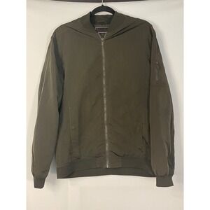 LON NYC Across The Pond‎ Bomber Jacket Olive Green Men's L Full Zip Pockets
